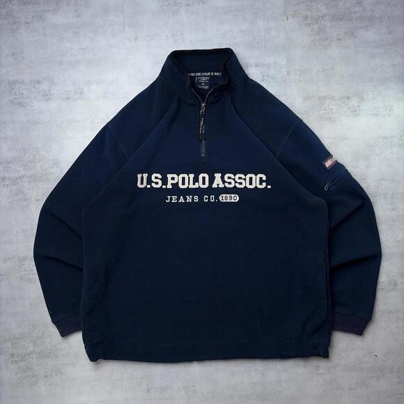 U.S. Polo Assn. Other - Vintage Navy U.S. Polo Assn Jeans Fleece Quarter Zip Sweater